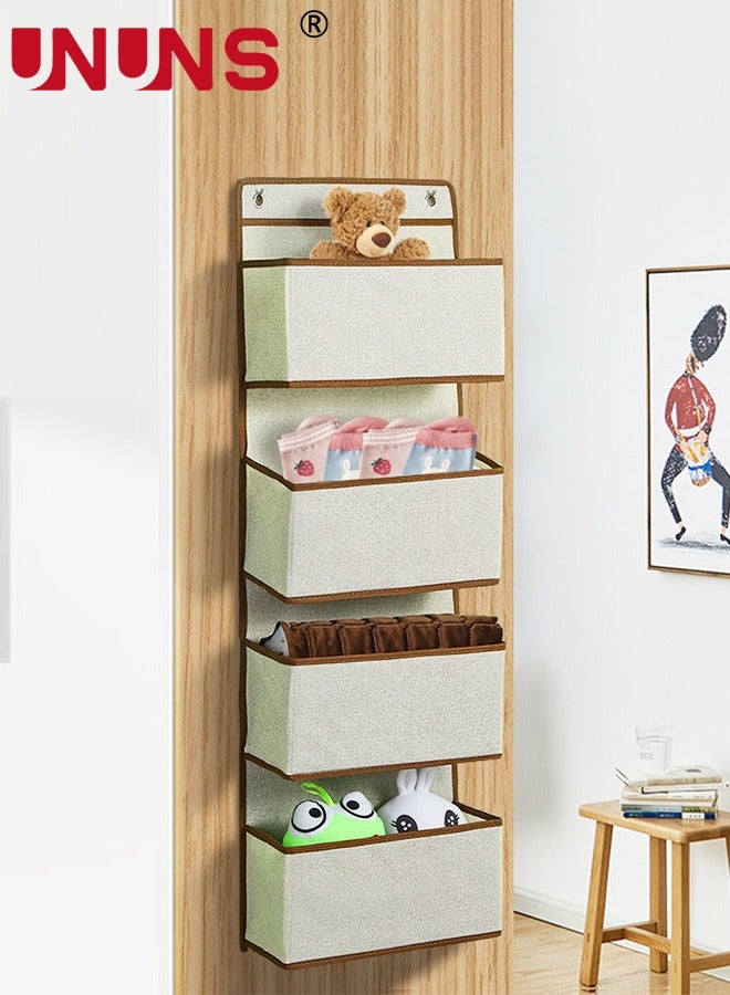 UNUNS Over Door Hanging Organizer,4-Shelf Behind The Door Storage Organizer With Door Hook,Wall Mount Rack For Clothes Toys Sundries - Image 1