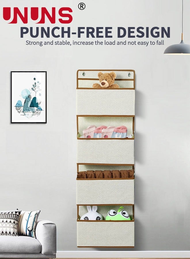 UNUNS Over Door Hanging Organizer,4-Shelf Behind The Door Storage Organizer With Door Hook,Wall Mount Rack For Clothes Toys Sundries - Image 3