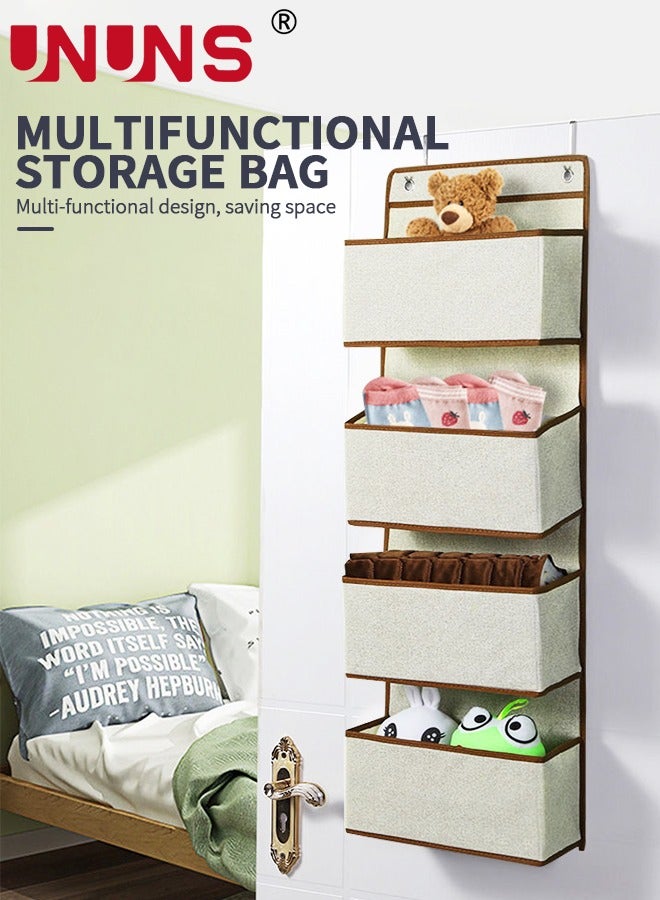 UNUNS Over Door Hanging Organizer,4-Shelf Behind The Door Storage Organizer With Door Hook,Wall Mount Rack For Clothes Toys Sundries - Image 2