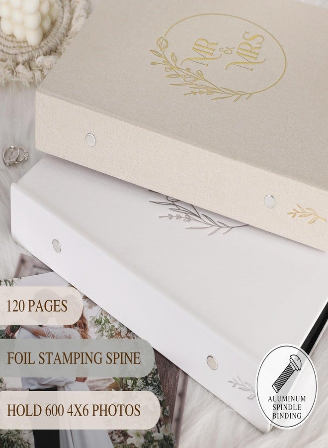 Lanpn Wedding Photo Album 4x6 600 Pockets, Large Capacity Newlywed Marriage Albums Linen Hardcover Slip in Holds 600 horizontal Vertical Photos (Beige) - Image 5