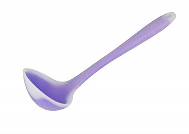 ZILLTOYIN Zilltoyin Black Silicone Spatula and Silicone Purple Ladle Set 2pcs HeatResistant Spoon Spatula OnePiece Design Easy to Clean NonStick Silicone Rubber with Stainless Steel Core Black Ur 1457  - Image 2