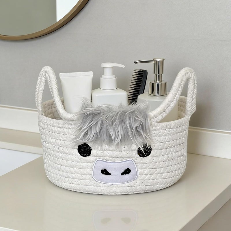 Woven Basket – Cotton Rope Organizer with Animal Design, Decorative Basket for Storage, Home, Living Room, Bathroom, Children's Room, Kitchen, Rustic Toys, Snacks, Blankets Books - Image 2