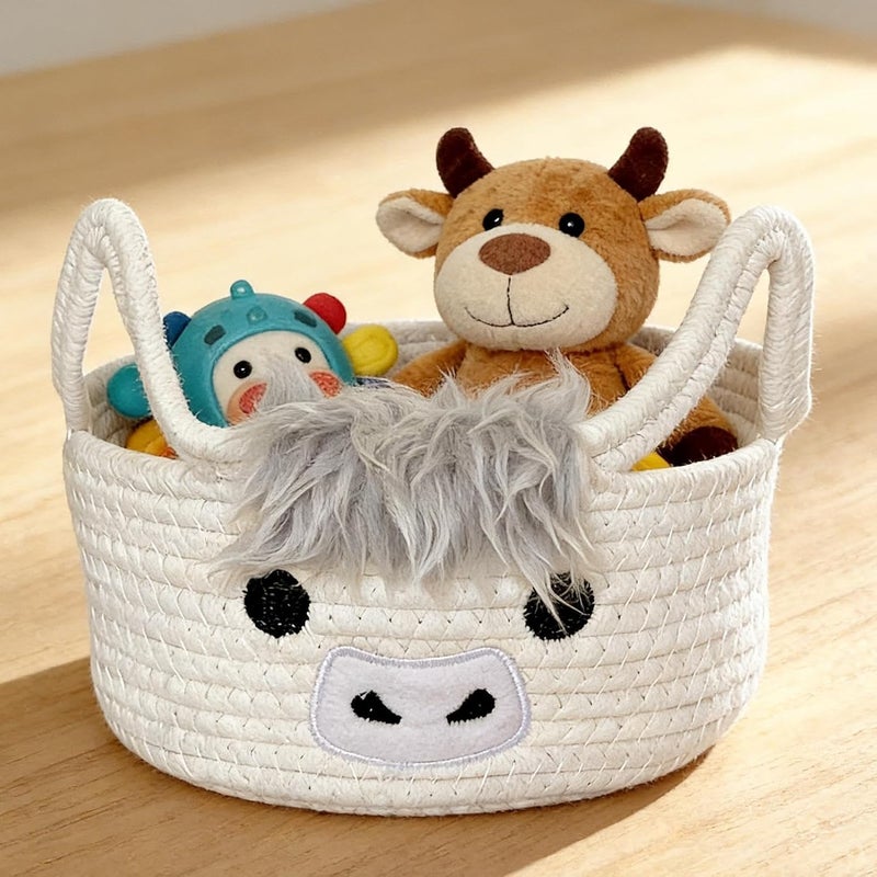 Woven Basket – Cotton Rope Organizer with Animal Design, Decorative Basket for Storage, Home, Living Room, Bathroom, Children's Room, Kitchen, Rustic Toys, Snacks, Blankets Books - Image 3