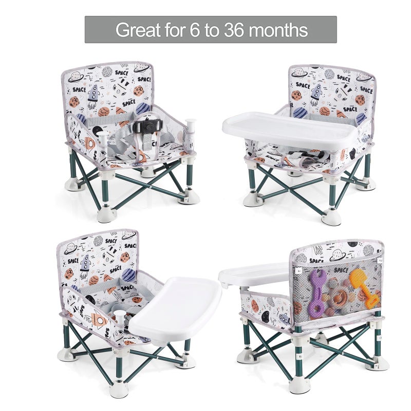PandaEar Portable Baby Seat Travel| Compact Fold with Straps for Indoor/Outdoor Use| Great for Camping, Beach, Lawn |Toddlers, Kids, Boys, Girls (Without Placemat, White) - Image 2