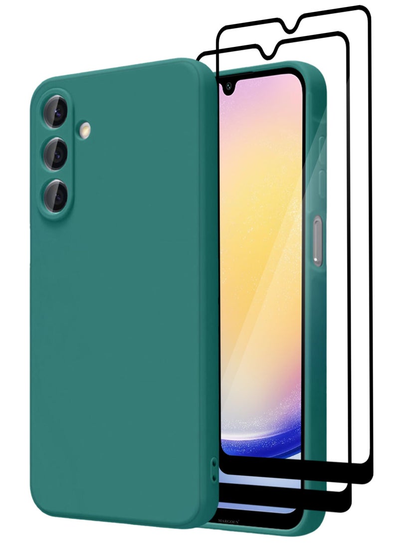 CATANES 3Packs Liquid Silicone Case for Samsung Galaxy A15 Protective Phone Case with Soft Anti-Scratch Microfiber Lining Utra Slim Drop Protection Phone Cover with Two 3D Screen Protectors - Green - Image 1