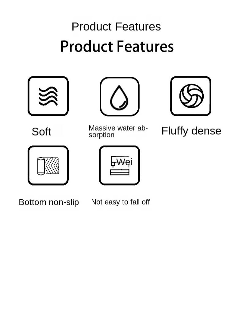 Bluejw Bath Mat Non-Slip Soft Adorable Boho Floral Bath Rugs Machine Washable Bathtub Mat Water Absorbent Plush Shaggy Carpet Thick Bathroom Kitchen Floor Microfiber Doormat 50x80cm - Image 3