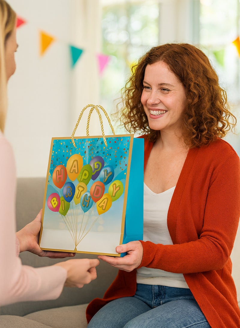 توشيونيكس Happy Birthday Gift Bags with Handles 12 Pcs – Small Party Favor Bags Bulk for Kids & Adults – Glossy Durable Cardboard Gift Bags for Birthdays, Baby Shower, Anniversary, Party Supplies – 18x10x23cm (Model EST-3338S) - Image 3