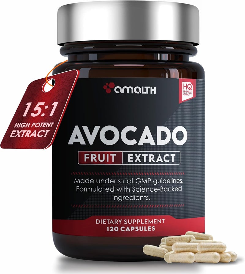 AMALTH Avocado Supplement Fruit Extract 151 Maximum Strength ASU for Joints Health and Support Digestion 120 Capsules  NonGMO Gluten Free - Image 1