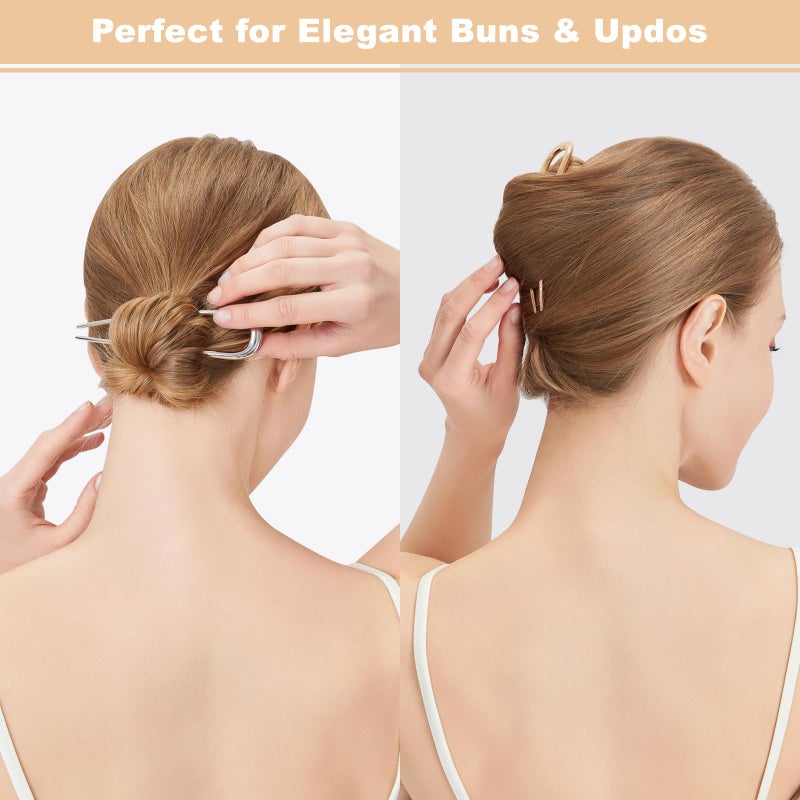 Srevela 3 Pcs Metal French Hair Pins for Women Girls, U-Shaped French Twis Hair Pins for Buns, Elegant Hairstyle Accessories - Image 4