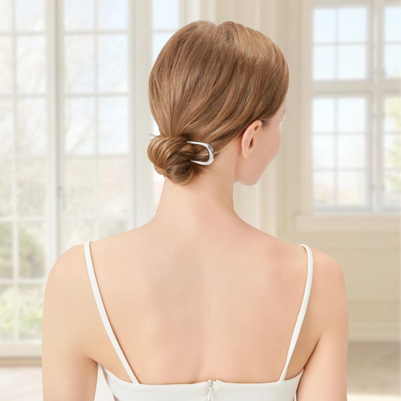 Srevela 3 Pcs Metal French Hair Pins for Women Girls, U-Shaped French Twis Hair Pins for Buns, Elegant Hairstyle Accessories - Image 2