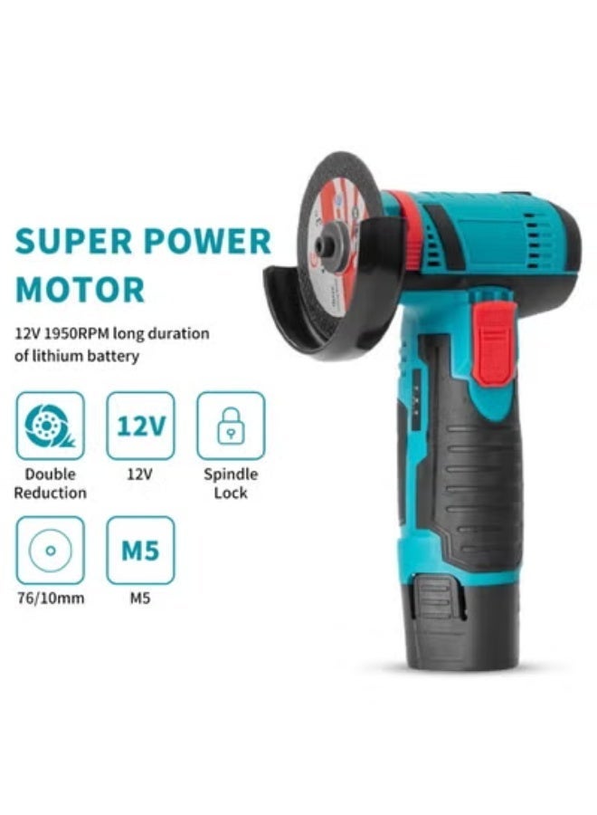 Cordless Lithium Angle Grinder, Rechargeable Handheld Polisher & Mini Cutting Machine with Dual 12V Batteries - Image 2
