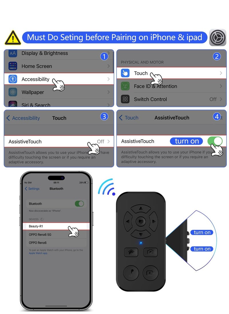 SYOSI - Bluetooth Remote Scrolling Remote Control for iPhone and Android Smartphone Camera Photo and Video Clicker for iPhone Samsung Neck Strap Include Bluetooth Page Turner for Kindle App and Tiktok - Image 1