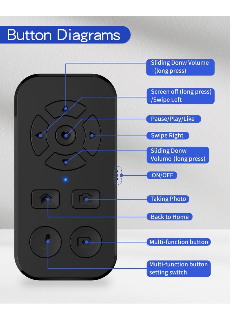 SYOSI - Bluetooth Remote Scrolling Remote Control for iPhone and Android Smartphone Camera Photo and Video Clicker for iPhone Samsung Neck Strap Include Bluetooth Page Turner for Kindle App and Tiktok - Image 1