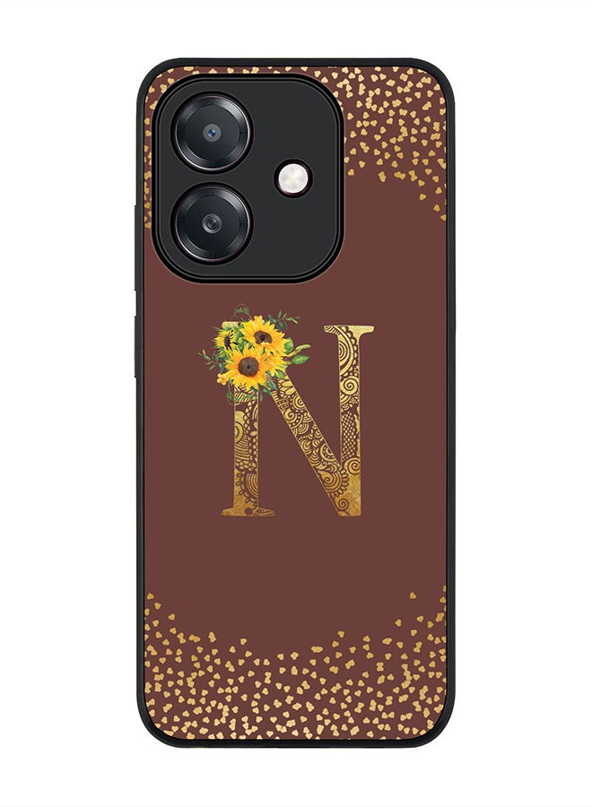 Stylizedd For Oppo A5i Case,Slim fit Camera Protection, Shockproof Thin Phone cover  - Custom Floral Monogram - N  (Brown )