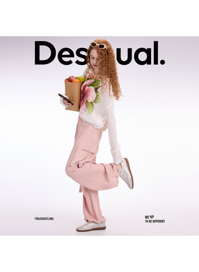 DESIGUAL بنطلون كارجو مائل متعدد الجيوب مغسول جديد ss25 للنساء - Image 2