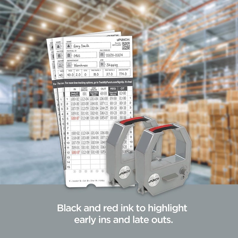 uPunch Ink Ribbon for HN4000 Calculating Time Clock, 2-Pack - Image 3