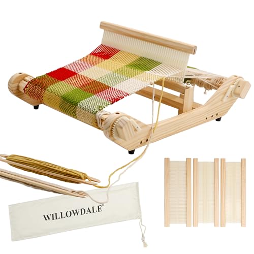 WILLOWDALE 12 Inches Rigid Heddle Loom, Weaving Loom Kit with Shed Stick, Wooden Multi-Craft Weaving Loom for Adults, Threads Warping Frame with Pegs and Yarn Stand, Frame Loom for Beginner - Image 1