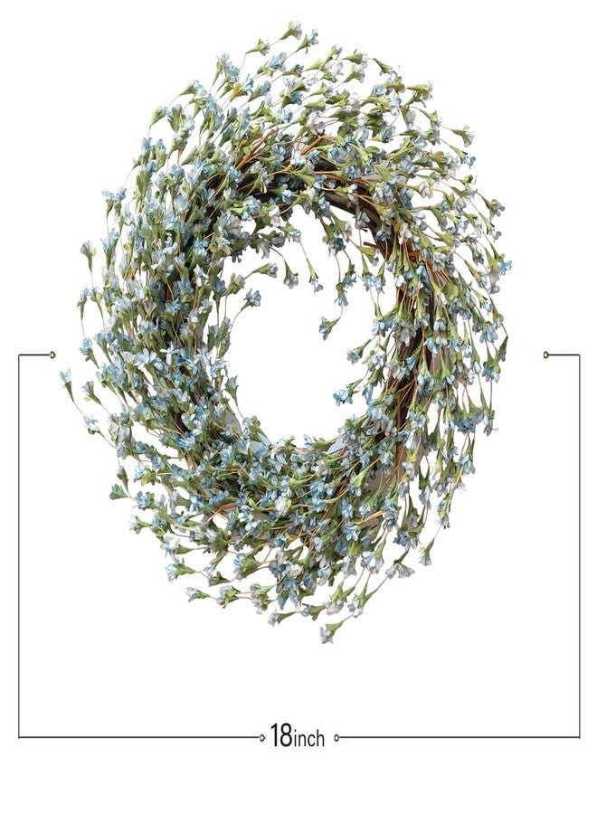 TEMPUS 18" Artificial Forsythia Wreath for Front Door Spring and Summer Wreath for Indoor and Outdoor Decor, Rustic and Farmhouse Style Home Wreath(Blue) - Image 3