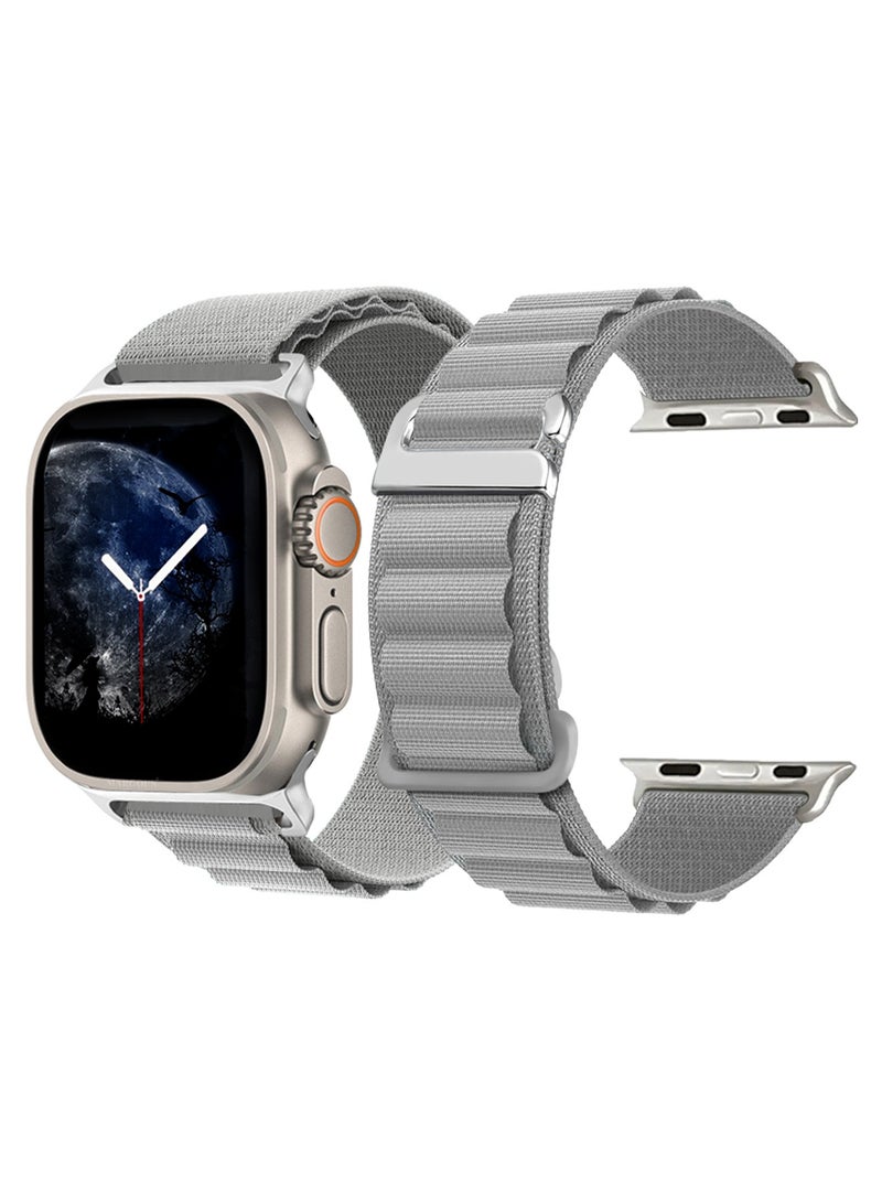 حزام بديل لساعات آبل 49mm 46mm 45mm 44mm - حزام ألباين للنساء والرجال - قابل للتعديل مع حزام معدني G-Hook لساعات iWatch Ultra Series SE 8/7/6/5/4/3/2/1 - رمادي - Image 3