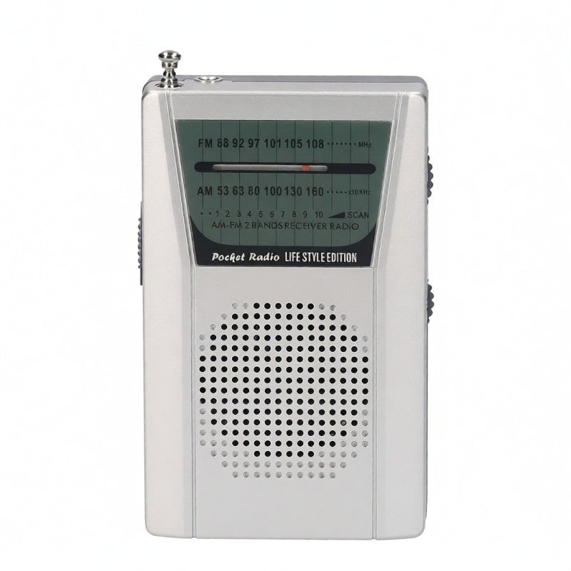 AM FM Radio: Silver Mini Transistor Radio - Portable Clip-On Battery Powered Radio with Clear Reception for Daily Use and Travel - Image 5