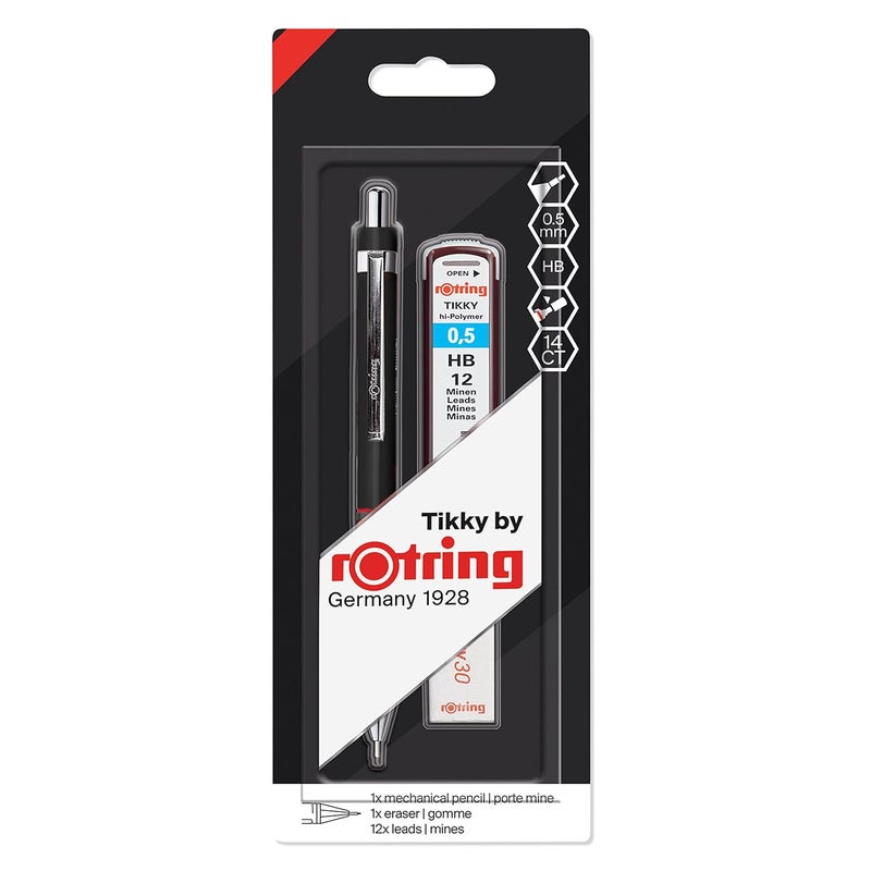 Rotring Rotring Tikky Black Barrel 050mm Mechanical Pencil Spare Leads and Eraser  - Image 1