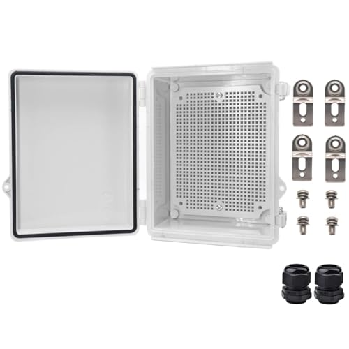 YETLEBOX Outdoor Waterproof Electrical Box Junction Box Weatherproof IP67 ABS Plastic Enclosure Switch Router Project Box Electronics Enclosure with Mounting Plate Wall Bracket Grey 8.7"x6.7"x4.3" - Image 1
