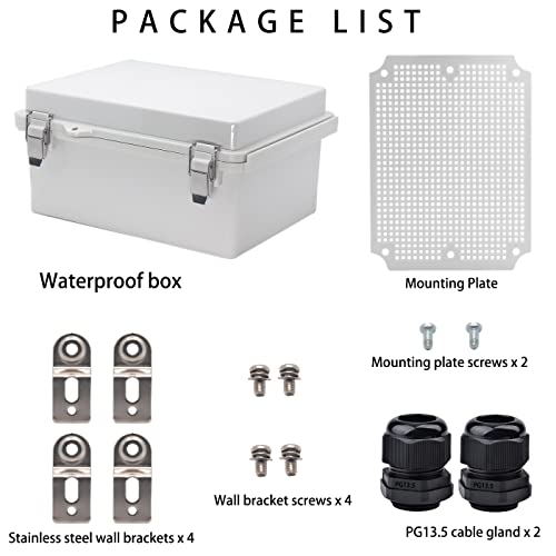 YETLEBOX Outdoor Waterproof Electrical Box Junction Box Weatherproof IP67 ABS Plastic Enclosure Switch Router Project Box Electronics Enclosure with Mounting Plate Wall Bracket Grey 8.7"x6.7"x4.3" - Image 4