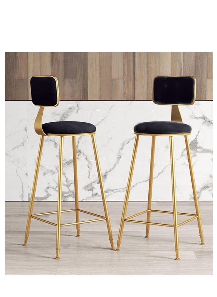 Golden Bar Stool,Bar Chair,2Pcs High Bar Chair with Metal Frame ,Chair Footrest High Stool with Backs, Metal Legs Heavy Duty Barstools with High Upholstered，for Kitchen, Restaurant,Coffee (Black)  - Image 1