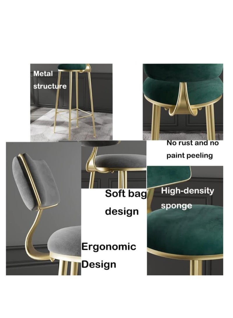 Golden Bar Stool,Bar Chair,2Pcs High Bar Chair with Metal Frame ,Chair Footrest High Stool with Backs, Metal Legs Heavy Duty Barstools with High Upholstered，for Kitchen, Restaurant,Coffee (Black)  - Image 4