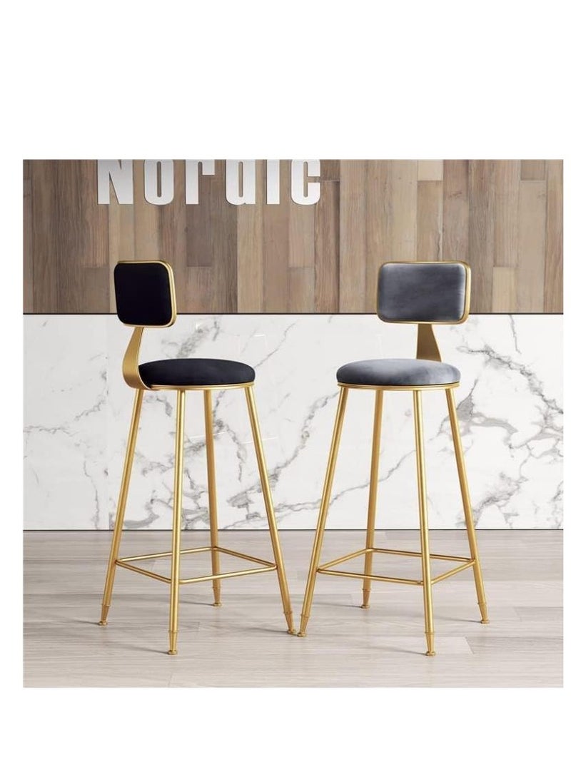 Golden Bar Stool,Bar Chair,2Pcs High Bar Chair with Metal Frame ,Chair Footrest High Stool with Backs, Metal Legs Heavy Duty Barstools with High Upholstered，for Kitchen, Restaurant,Coffee (Black)  - Image 5