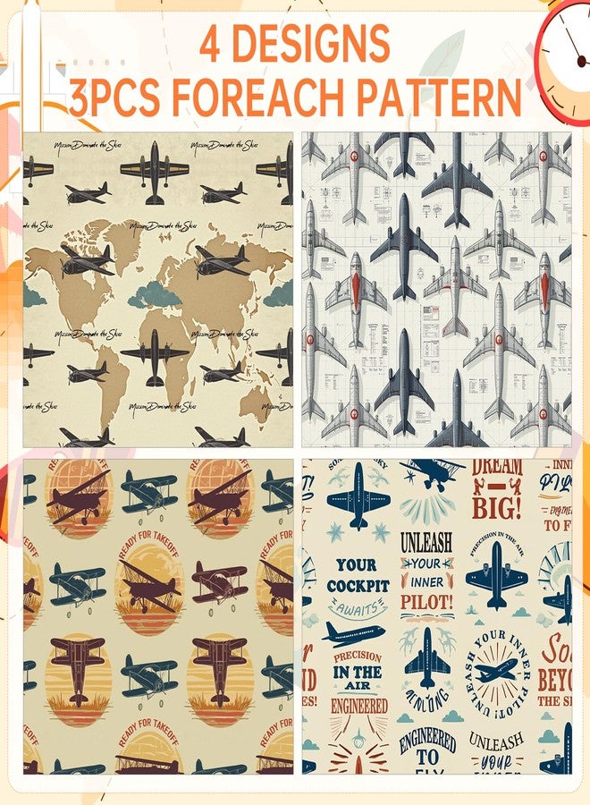Pineraap Airplane Wrapping Paper 12 Sheets Fighter Jet Military Airplane Themed Designs Gift Wrap for Aviation Enthusiasts, Pilots, 20"×28" - Image 2