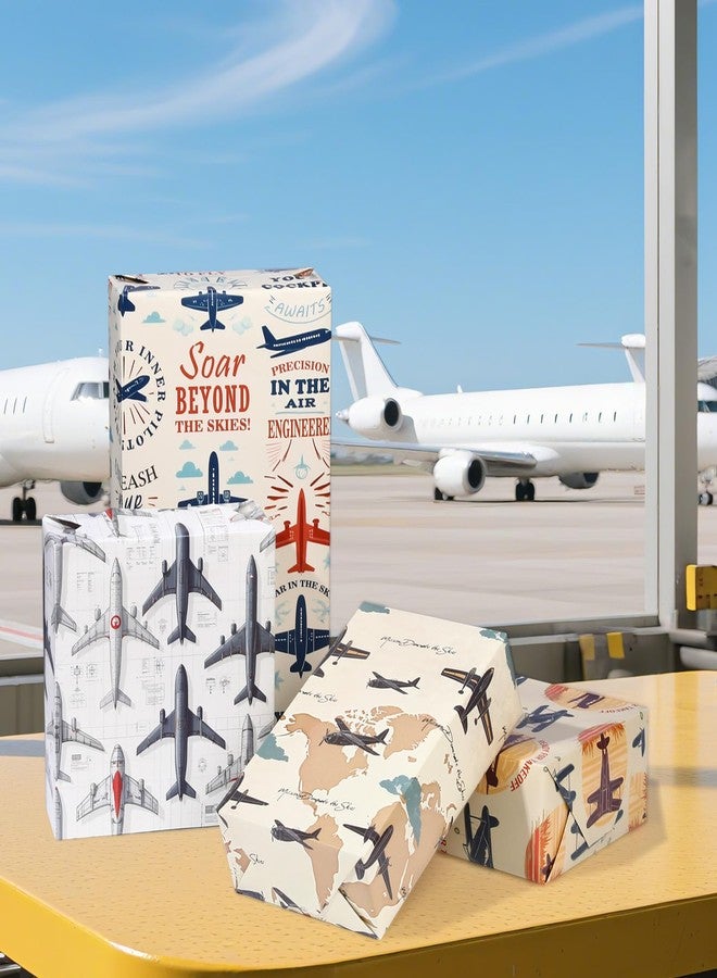 Pineraap Airplane Wrapping Paper 12 Sheets Fighter Jet Military Airplane Themed Designs Gift Wrap for Aviation Enthusiasts, Pilots, 20"×28" - Image 4