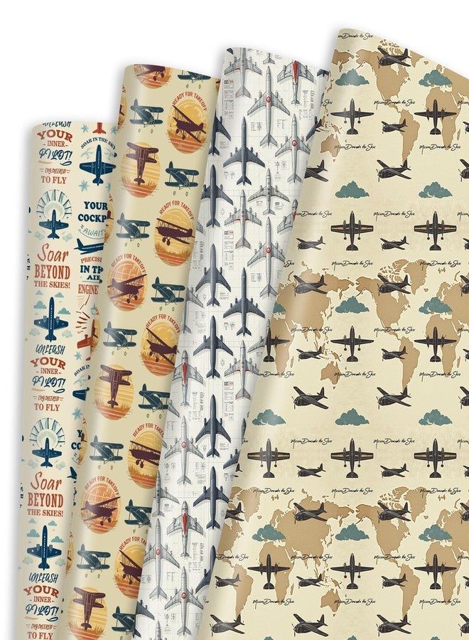 Pineraap Airplane Wrapping Paper 12 Sheets Fighter Jet Military Airplane Themed Designs Gift Wrap for Aviation Enthusiasts, Pilots, 20"×28" - Image 1