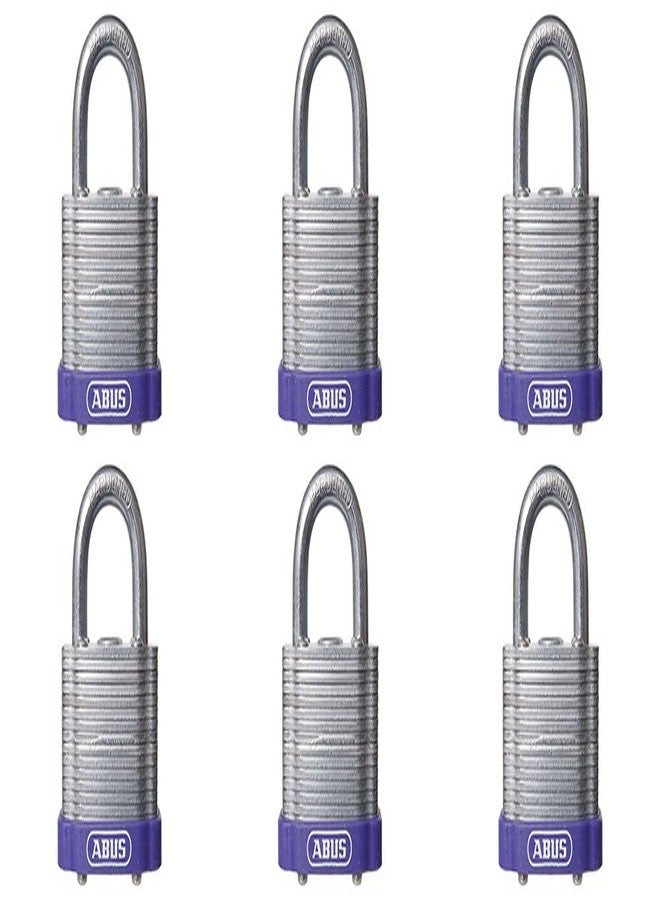 ABUS 41/40 Laminated Steel Safety Padlock Purple Bumper Keyed Alike, Pack of 6 - Image 1
