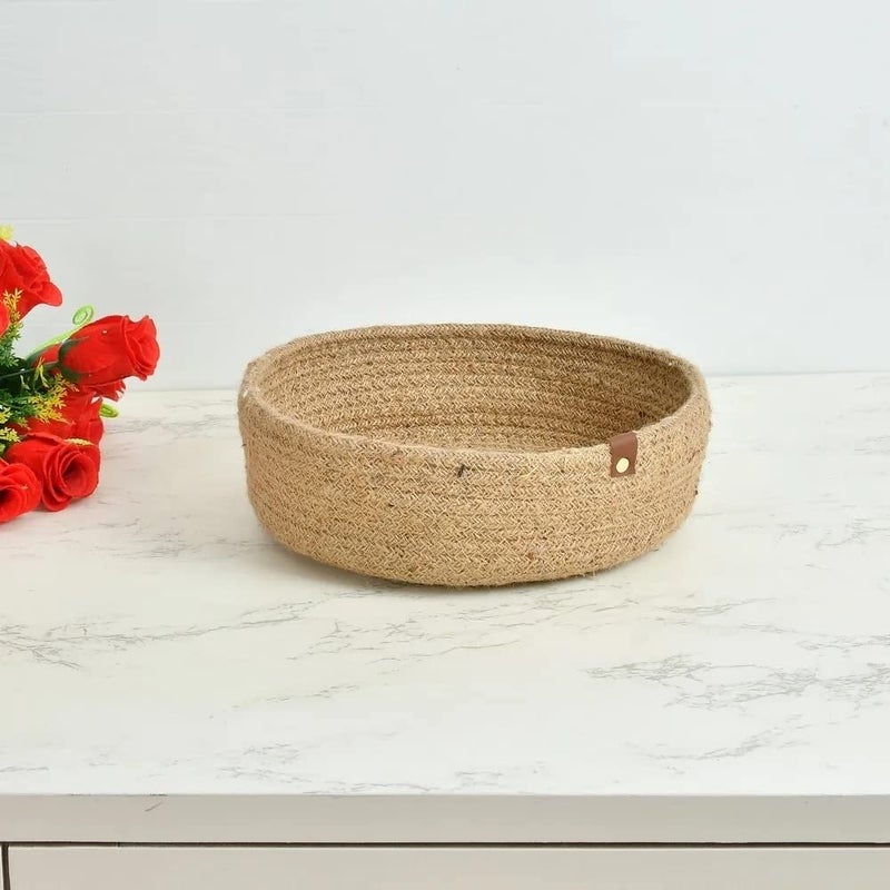 pepme pepme Jute Tiny Round Basket Beige Small 9x25 inches Q  - Image 1