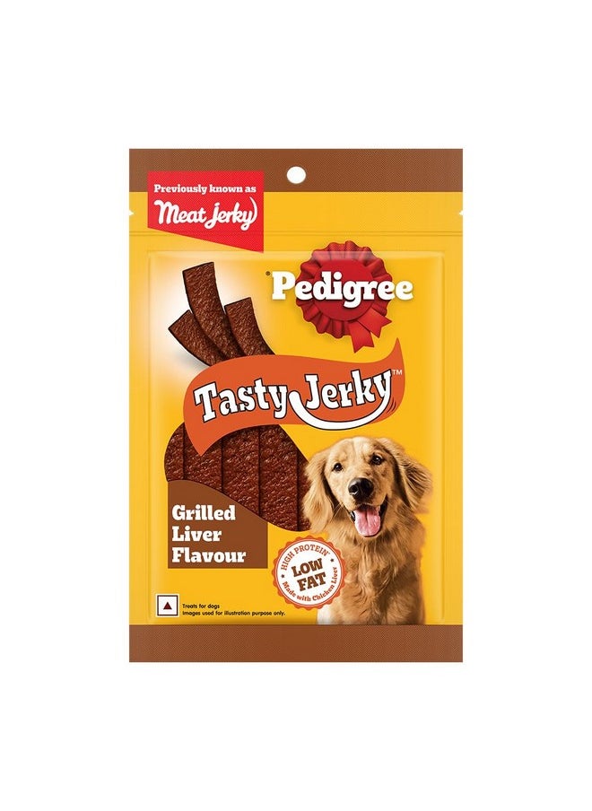 Pedigree Tasty Jerky Grilled Liver Flavour Dog Treat, 70 G, Jerky-Style Treats For Bonding, Low-Fat And High-Protein, Adult  - Image 1