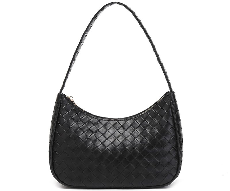 CYHTWSDJ Shoulder Bags for Women, Cute Hobo Tote Handbag Mini Clutch Purse with Zipper Closure (BZ black) - Image 1