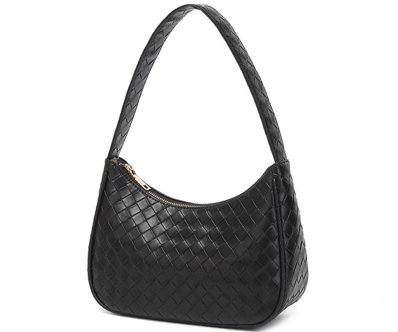 CYHTWSDJ Shoulder Bags for Women, Cute Hobo Tote Handbag Mini Clutch Purse with Zipper Closure (BZ black) - Image 2