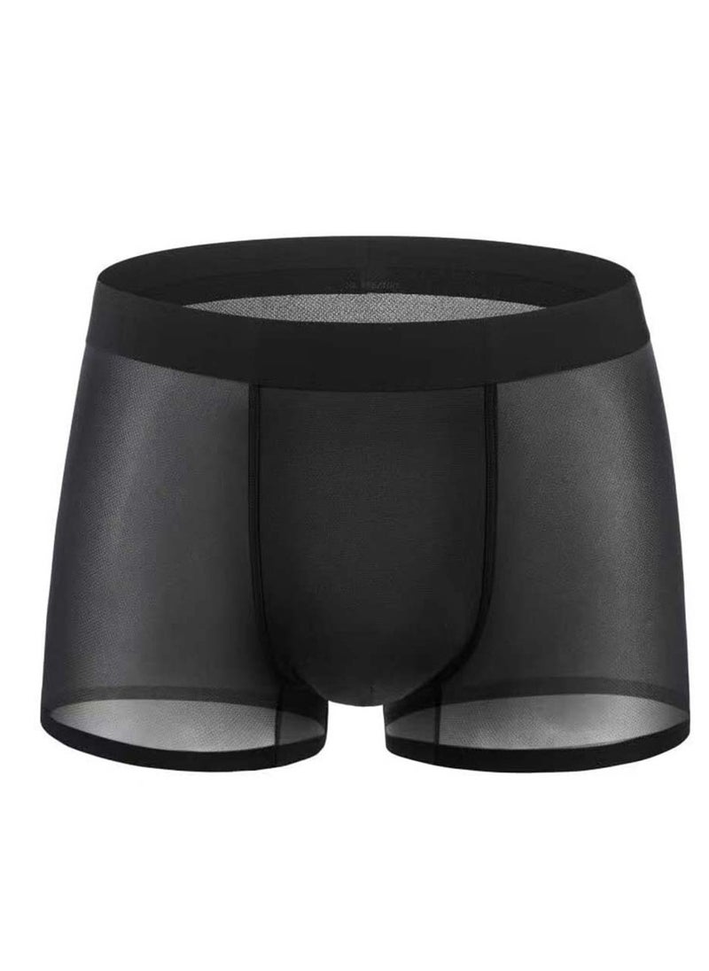 SYOSI - 3Pcs Mens Ice Silk Mesh Breathable Underwear Panties Absorbent Soft 3D Ultra Thin Comfortable Men Boxer Briefs XL - Image 1