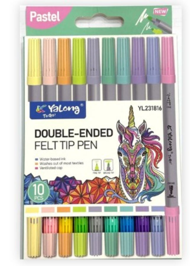 Pen Colors Pastel Dual-Tip -10 Cololrs