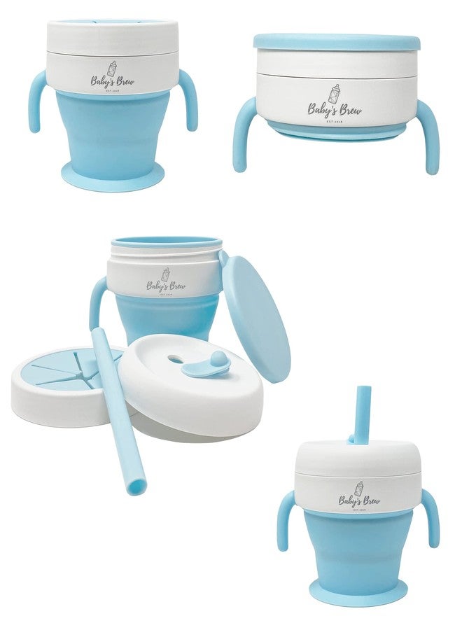 Baby's Brew The 2 in 1 Collapsible Snack and Straw Cup -Blue - Image 1