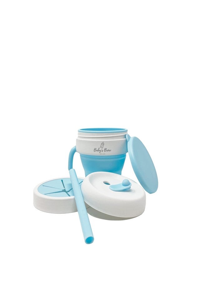 Baby's Brew The 2 in 1 Collapsible Snack and Straw Cup -Blue - Image 2