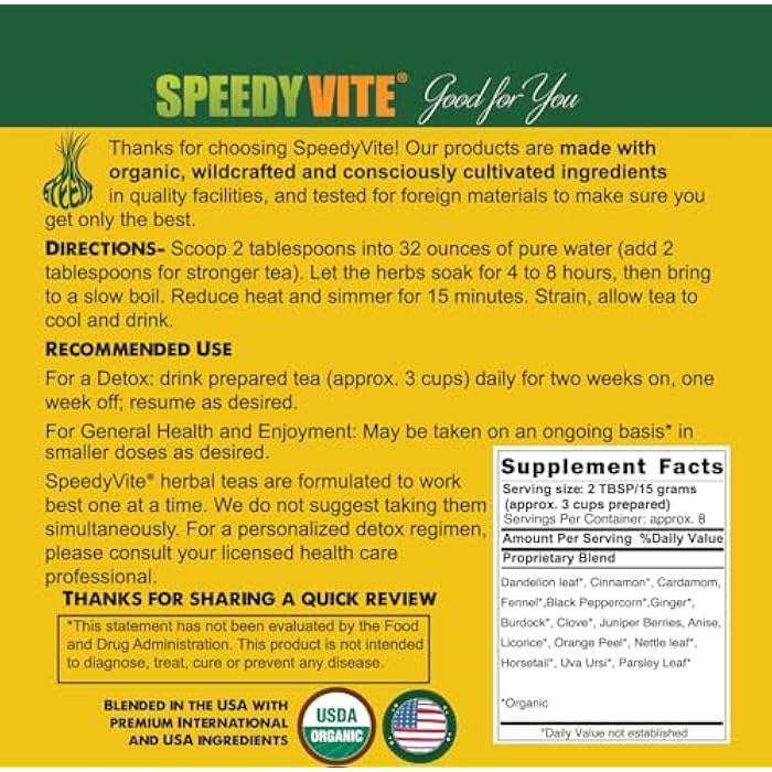 SpeedyVite Liver Detox Tea | USDA Organic (4 oz) by SpeedyVite - Cleanses, Supports Liver, Gallbladder Health with Dandelion Leaf, Fennel, Ginger and more - Image 2