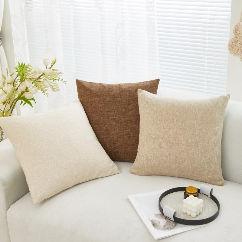 Sunday Praise Linen Decorative Throw Pillow Covers Classical Square Solid Color Pillow Cases,18x18 Inches Cushion Covers for Sofa Couch Bed&Car,Pack of 2 (Coffee) - Image 3