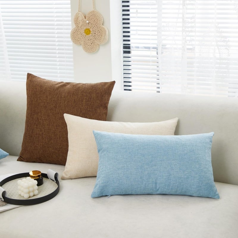 Sunday Praise Linen Decorative Throw Pillow Covers Classical Square Solid Color Pillow Cases,18x18 Inches Cushion Covers for Sofa Couch Bed&Car,Pack of 2 (Coffee) - Image 4