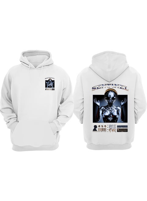 Sentinel Design Front Back Printed Regular Fit White Sweatshirt