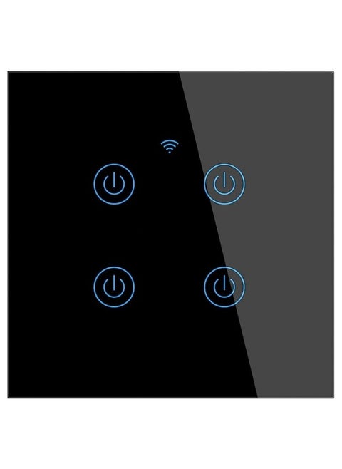 Wi-Fi Zigbee Smart Wireless Touch Switches , No Neutral Wire Required, Compatible with Alexa and Google Home, APP Remote Control Touch Switch, Voice Control, No Hub Required (Black 4 Gang)