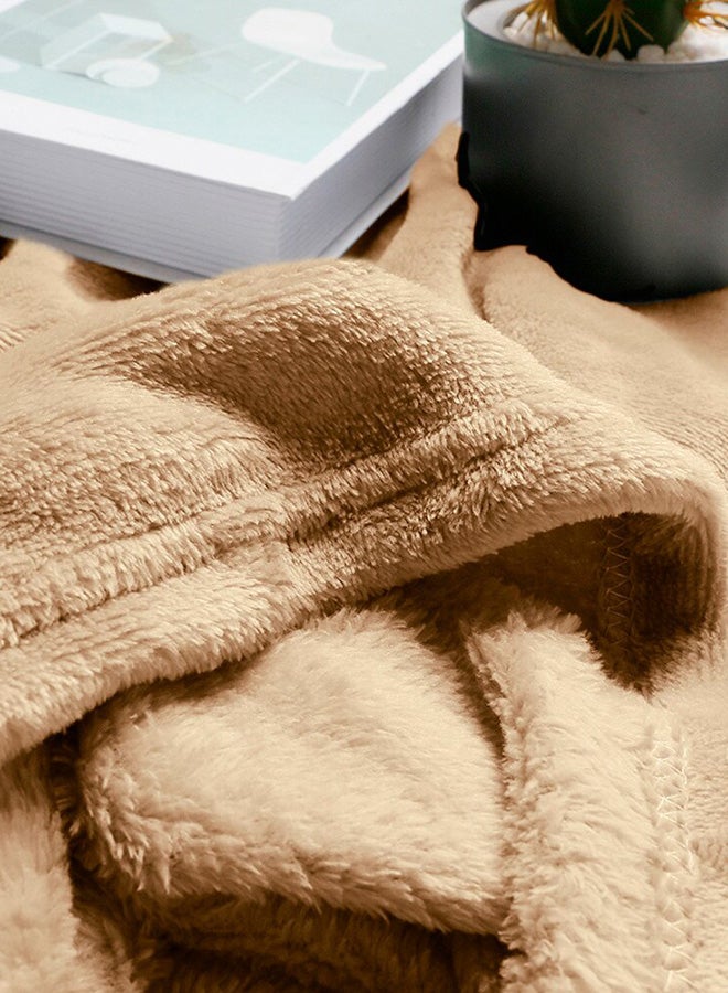 مون بطانية ناعمة حجم كبير flannel بني - Image 5