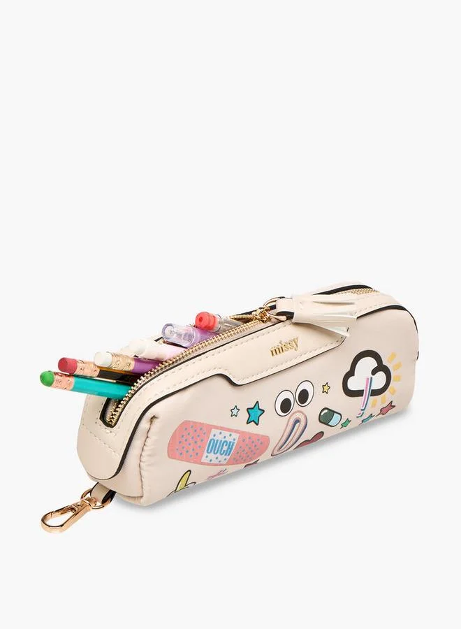 Missy  Solid School Backpack With Adjustable Straps And Detachable Pencil Pouch - 28X16X36 Cm for Women | Best Price UAE