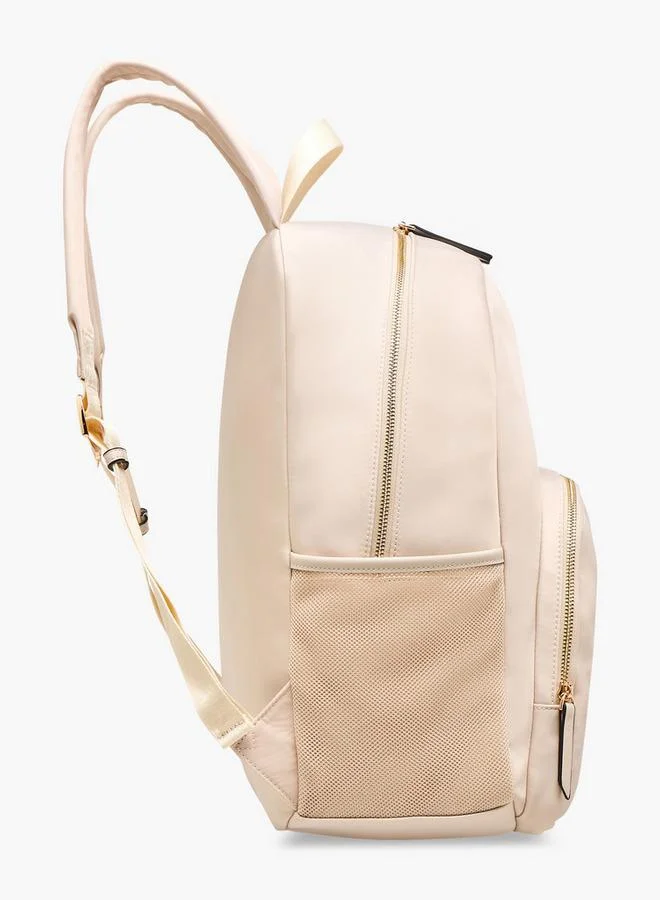 Missy  Solid School Backpack With Adjustable Straps And Detachable Pencil Pouch - 28X16X36 Cm for Women | Best Price UAE